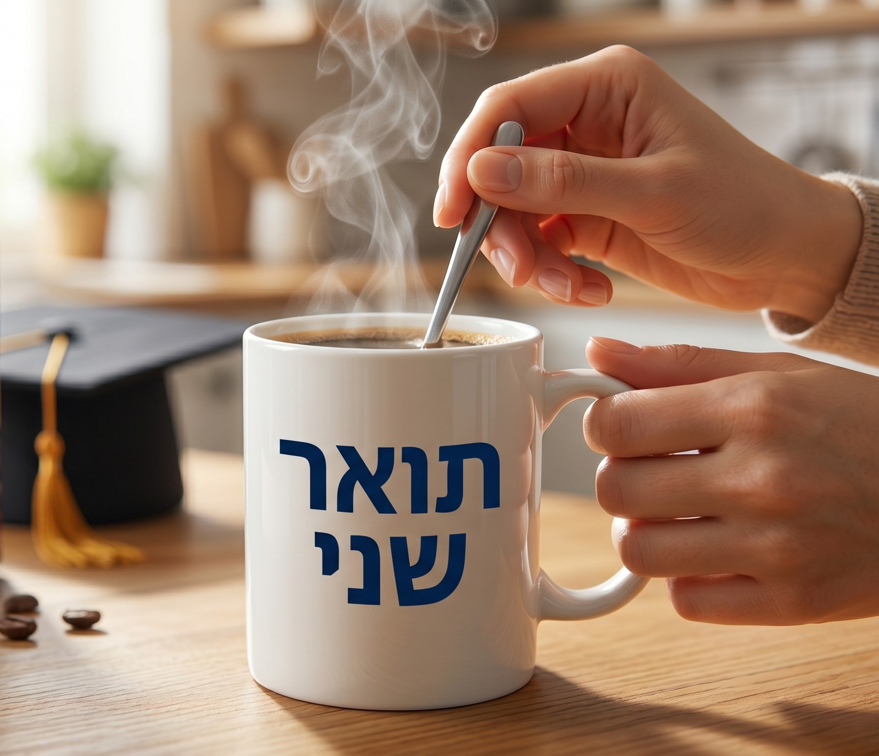 ספל קפה עם הכיתוב תואר שני