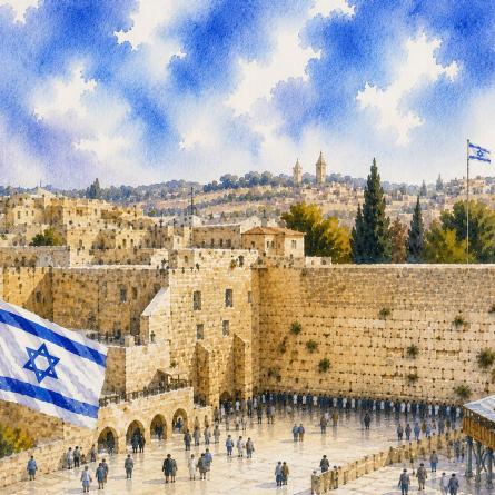 רחבת הכול המערבי עם דגל ישראל